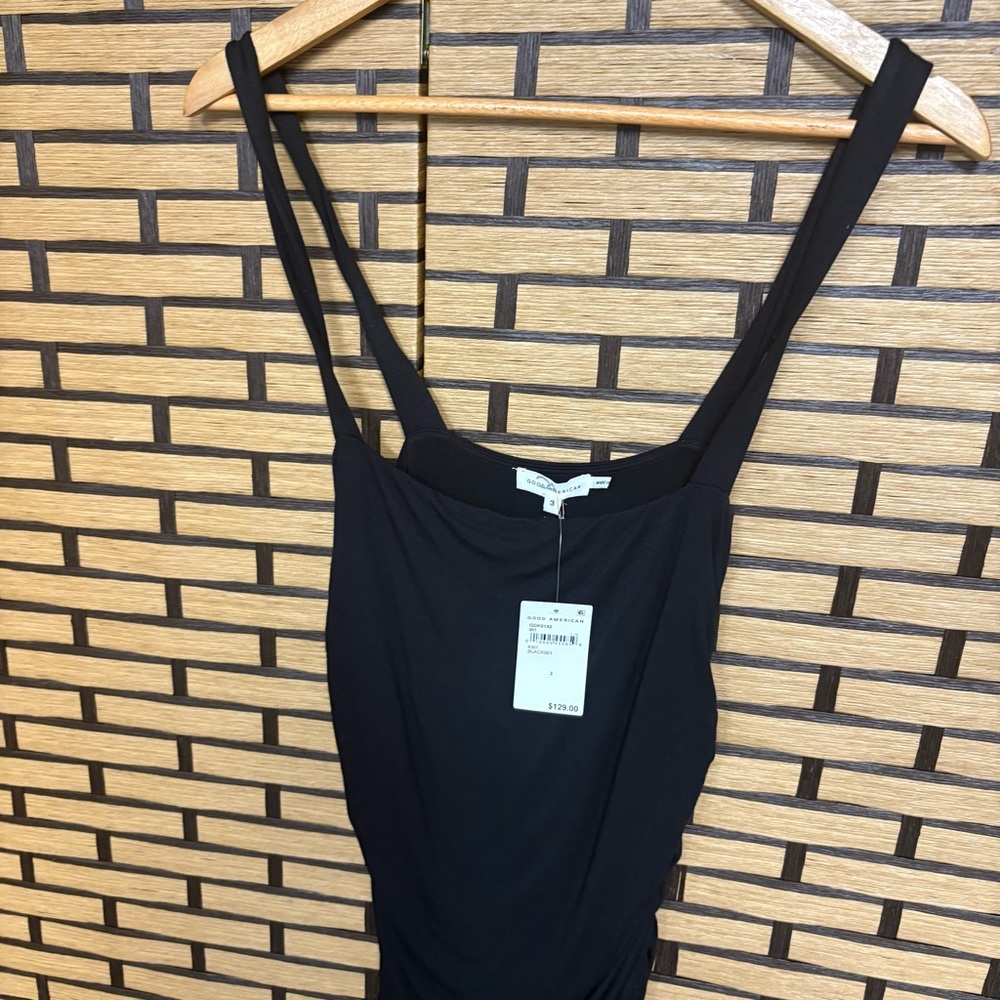 Good American Black Ruched Maxi Dress Size 3 (Size Large) - Picture 4 of 11